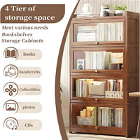 55 Bamboo Bookcases,Book Shelfs with Acrylic Doors,Freestanding Display Storage Shelves for Collectibles,4 Tier Tall Bookshelfs - Buy online at  Vibe In Cart.