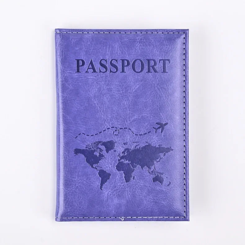 Solid PU Leather Passport Holder Wallet Card Case for Travel