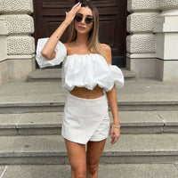HXAO Women's Skort High Waist Brown Skirt Pants Stylish Summer Pink Black Mini Skirt Shorts Asymmetric Casual Off White Skort - Buy online at  Vibe In Cart.