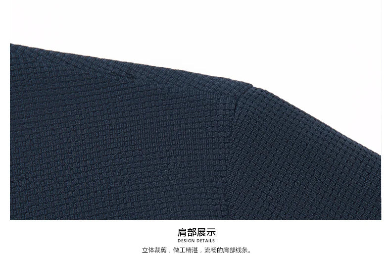 Men's Short Sleeved Waffle Cotton Round Neck T-Shirt