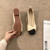 2025 New Round Bow Comfortable Casual Flat Bottomed Shallow Mouth Women's Single Shoes Silk Color Blocked Women's Single Shoes - Buy online at  Vibe In Cart.