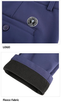 Full Length Men's Waterproof Warm Winter Golf Pants with Polyester Fleece