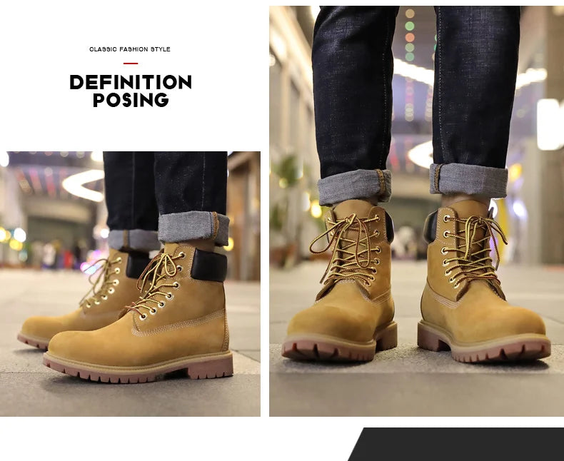 Genuine Leather Men's Winter Spring Ankle Treking Military Snow Yellow Tactical Boots Outdoor Footwear for Women Men Work Shoes - Buy online at  Vibe In Cart.