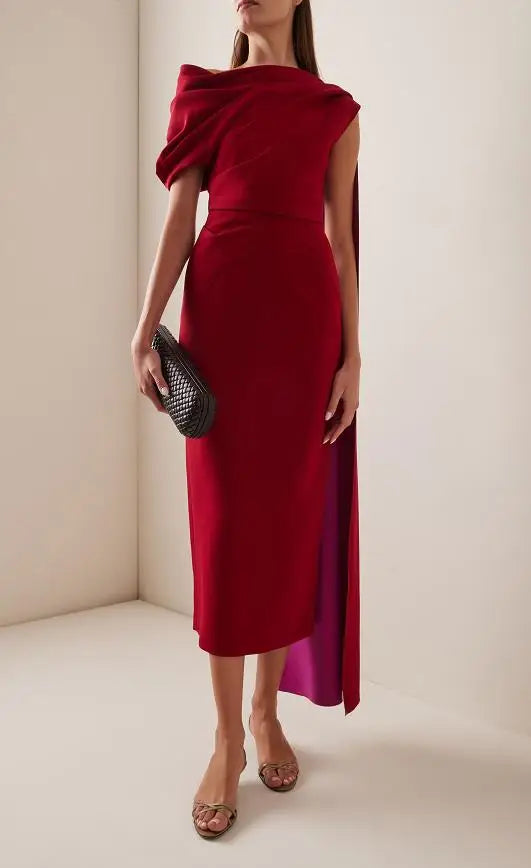 Women's Mid-Calf O-Neck Polyester Tatting Weave Dress with Three-Dimensional Decoration