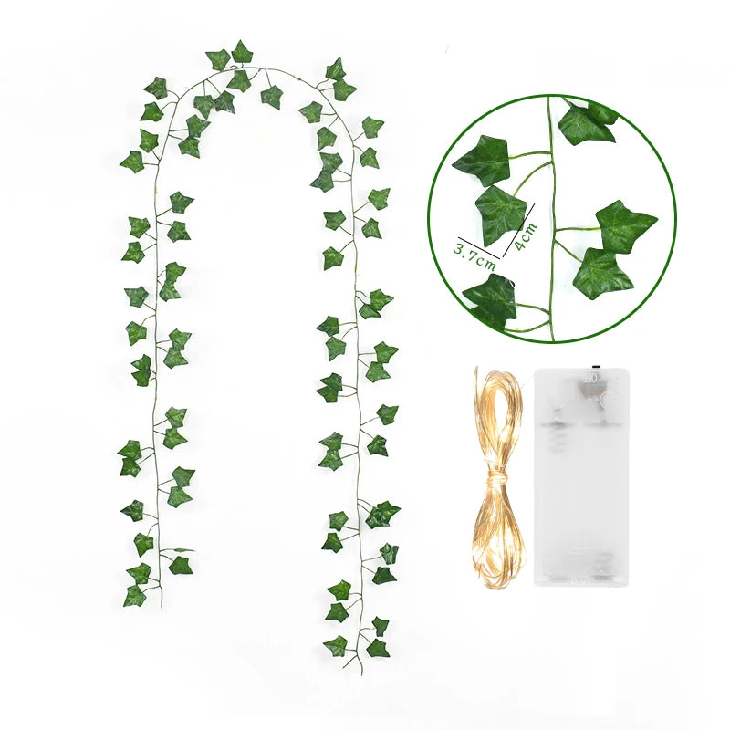 2Meter Fake Green Leaf Ivy Vine with LED Lights String for Home Bedroom Decor Wedding Glowing Artifical Plant Garland Home Decor - Buy online at  Vibe In Cart.