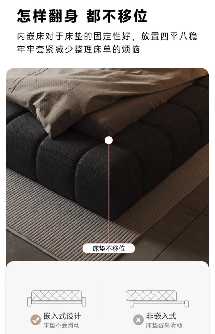 Modern Style Frame Bed with Storage and Movable Design for 2 People