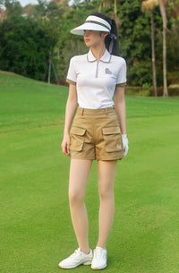 Love Golf Women Short Sleeve Sports Shirts Breathable Casual Tops Ladies High Waist Golf Shorts Quick Dry Skorts with Pockets