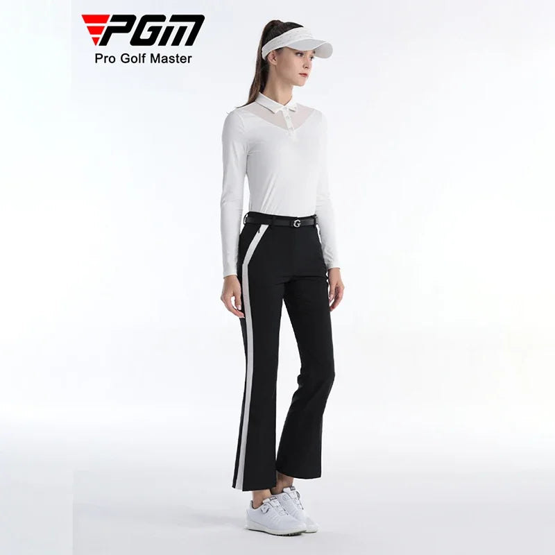 Women's Full Length High Waist Flared Cotton Golf Trousers