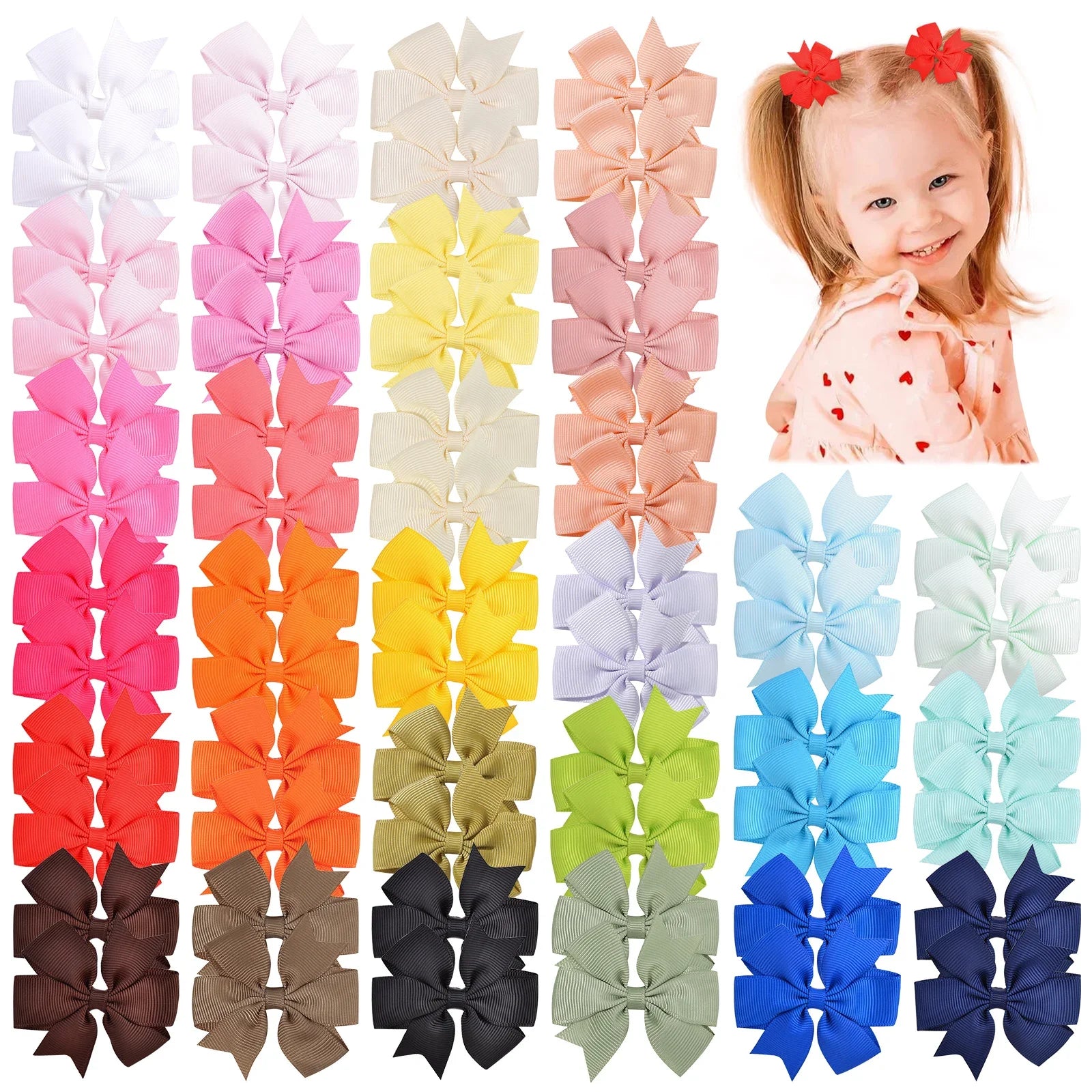 20/40Pcs Sweet Random Candy Color Bow Hair Clip Set for Baby Girls Cute Ribbon Hairpin Kids Headwear Kids Hair Accessories Gifts - Buy online at  Vibe In Cart.