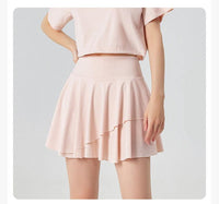 Women's High-Waisted Pleated Athletic Skort with Sun Protection