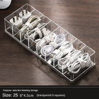 Transparent Plastic Storage Box for Data Cables with Divided Grids