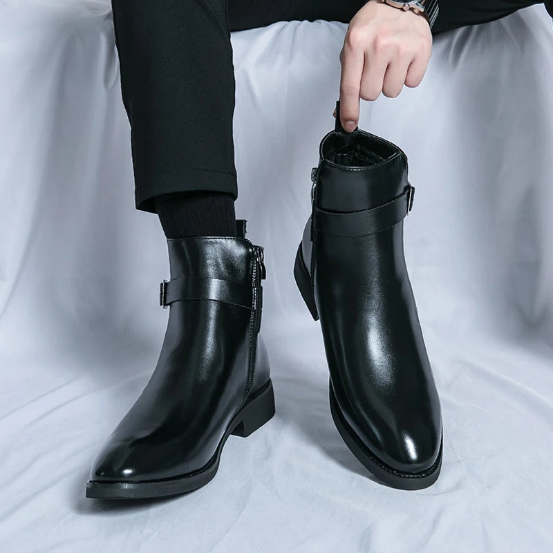New waterproof British riding boots men's fashionable ankle boots casual and versatile high-top leather shoes men's trend - Buy online at  Vibe In Cart.