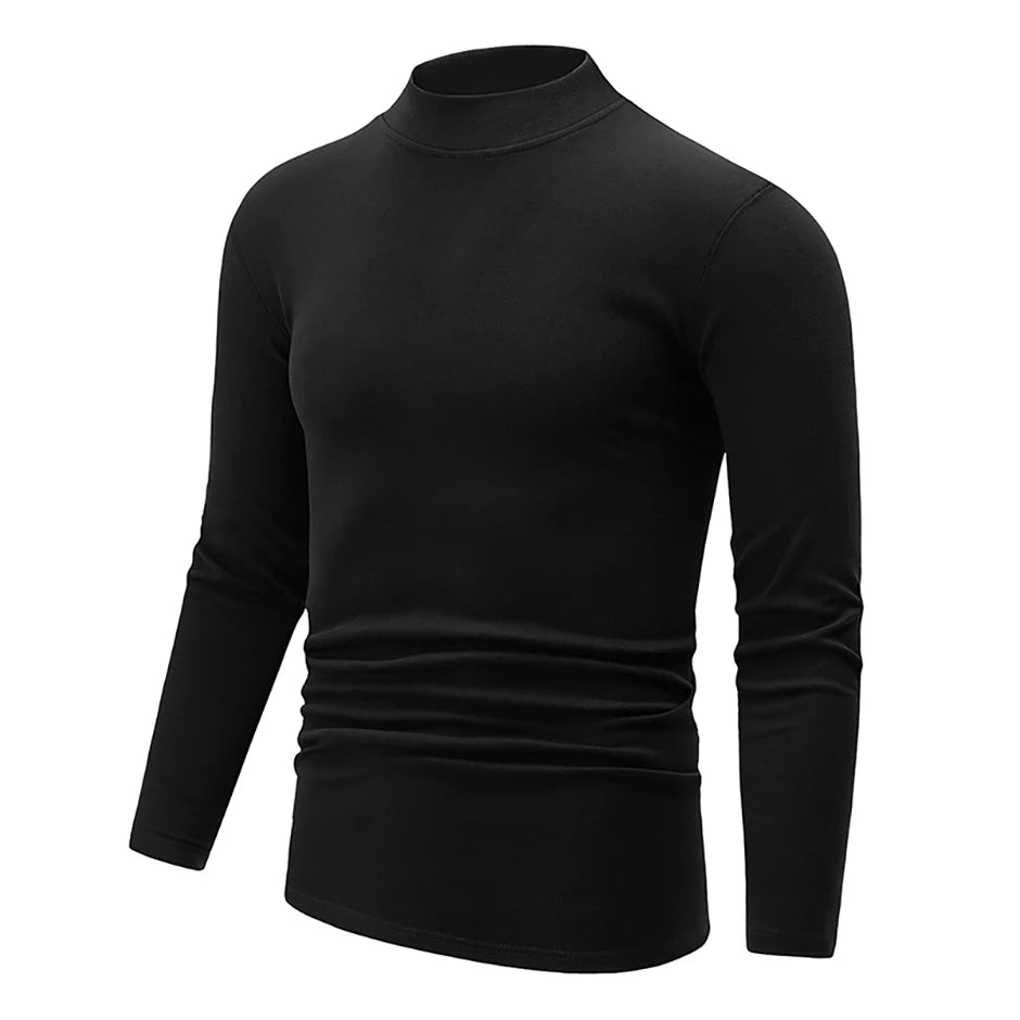 1/2piece Autumn And Winter Men's Semi High Neck Fashionable Base Long Sleeved Top Solid Color Casual Sports Fitness Warm T-shirt - Buy online at  Vibe In Cart.
