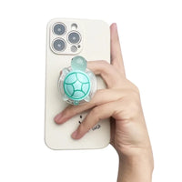 Luminous Plastic Turtle Phone Holder With Expanding Stand And Finger Grip