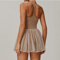 VITALINOVO Womens Tennis Dress with Built in Shorts Golf Dress Square Neck Athletic Outfits Active Dresses Raceback Padded Dress