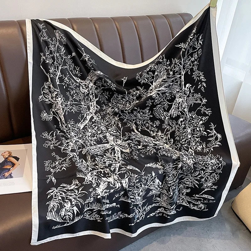 Women's Square Twill Scarf, 90x90 cm, for All Seasons