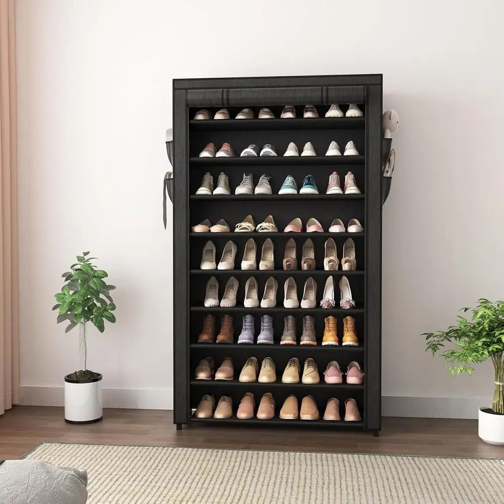 10-Tier Vertical Shoe Organizer with Covers - Large Capacity Storage for 40 Pairs, Space-Saving Shoe Rack for Home, Closet, Entr - Buy online at  Vibe In Cart.