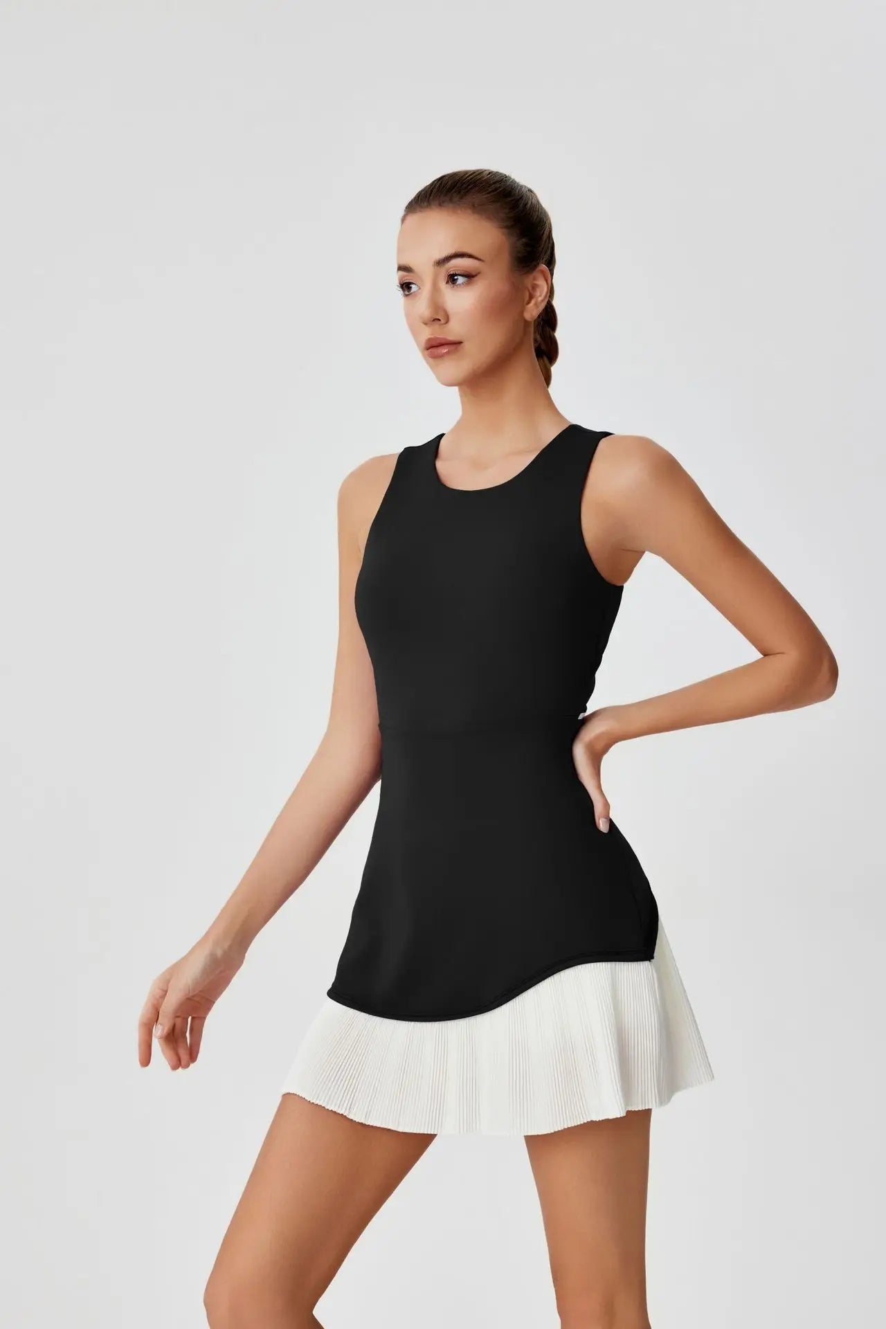 Women One-piece Tennis Dress Summer Black Contrast Pleated Anti Light Speed Dry Sports Dresses Hollowed Out Back Yoga Clothes - Buy online at  Vibe In Cart.