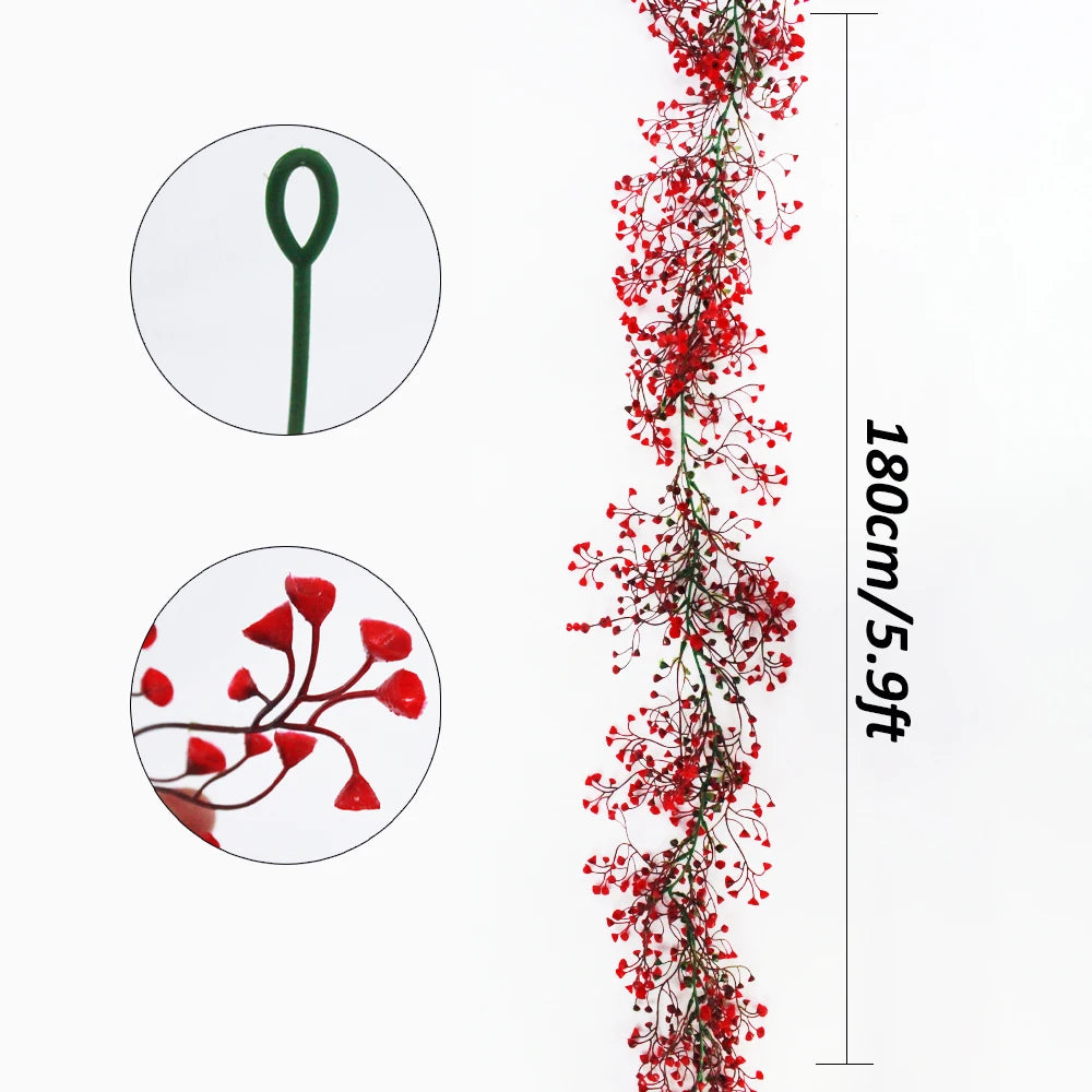 180cm Artificial Plants Hanging Garland Plastic Red Ferns Fake Ivy Plant Home Wedding Table Party Garden Christmas Decoration - Buy online at  Vibe In Cart.