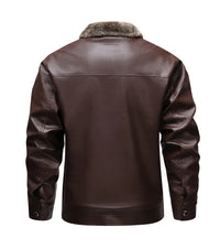 Autumn Winter Men Leather Jacket Vintage Thicken Fleece Turn Down Collar Male Coat Long Sleeve Business Casual Male Outerwear - Buy online at  Vibe In Cart.