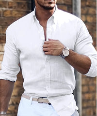 Men's Spring And Summer New Cotton Hemp New Men's Cool Long Sleeve Shirt Solid Color Loose Lapel Casual Beach Style Shirt - Buy online at  Vibe In Cart.