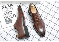 Black Fashionable Oxford Shoes Large Size Casual Business Leather Shoes Wedding Ceremony Shoes Carved Block Design Rubber Sole - Buy online at  Vibe In Cart.