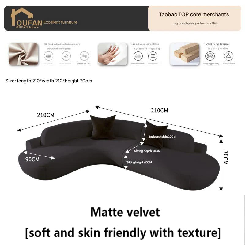 Large L-Shaped White Modern Minimalist Living Room Sofa