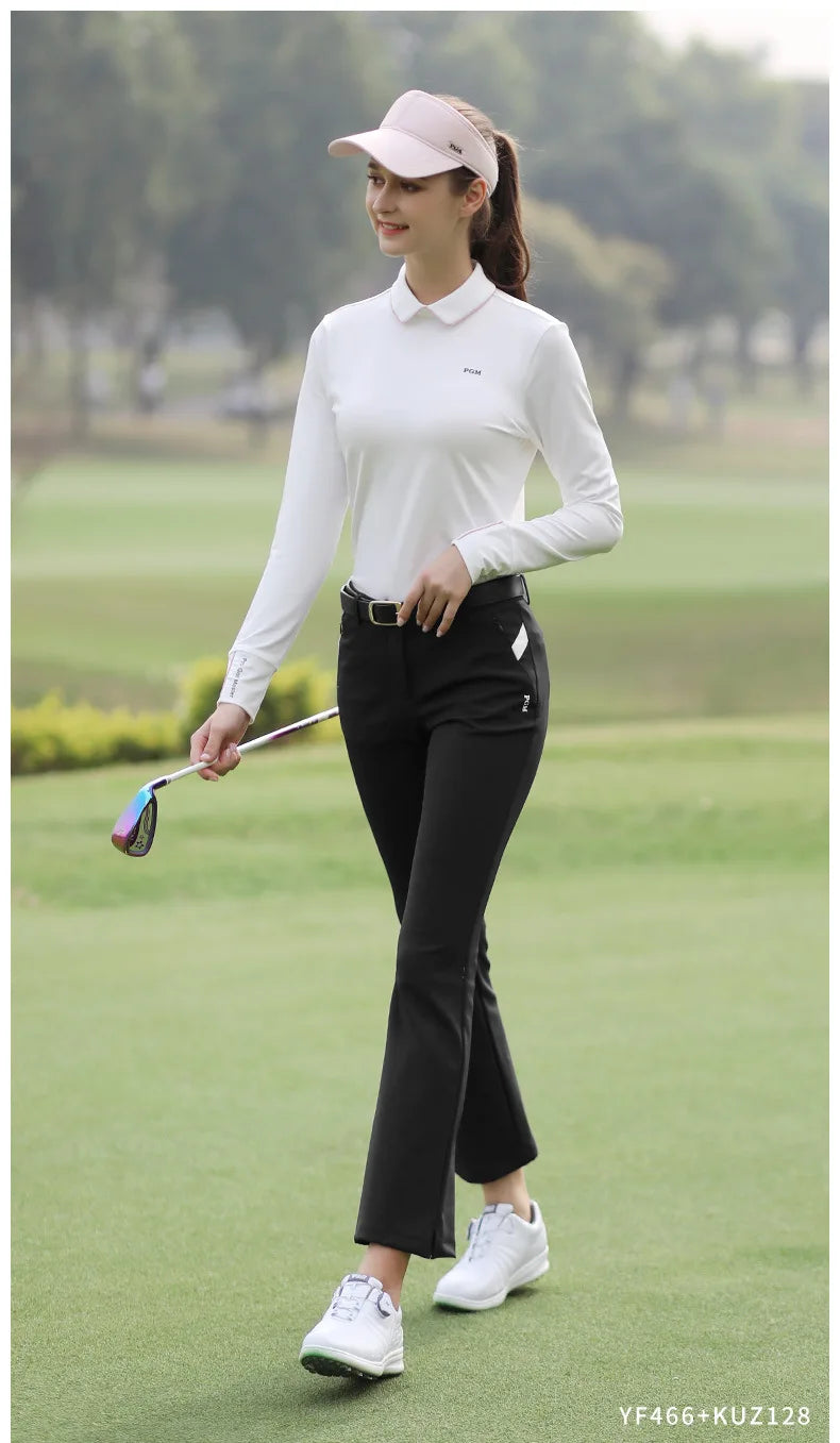 PGM KUZ128 Golf Pants Women's Slim-fitting Waterproof Long Pants with Zipper Pocket, Elastic, Nine-inch Length, Flare Pants - Buy online at  Vibe In Cart.