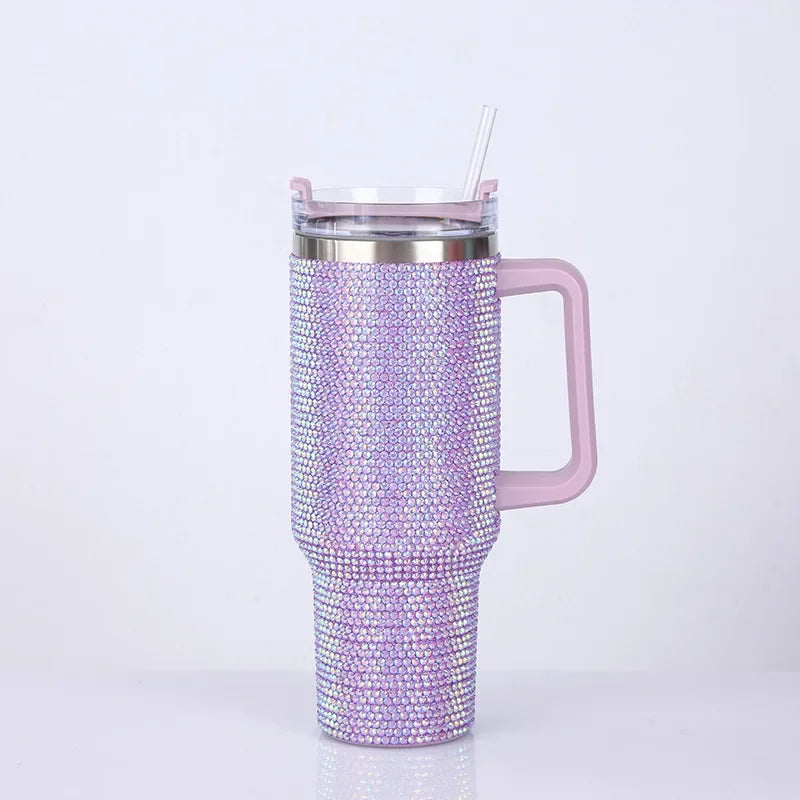 40oz Rhinestone Tumbler Stainless Steel Straw Women Cup Shiny Diamond Travel Car Thermoses Coffee Mug Water Bottle Drinkware - Buy online at  Vibe In Cart.