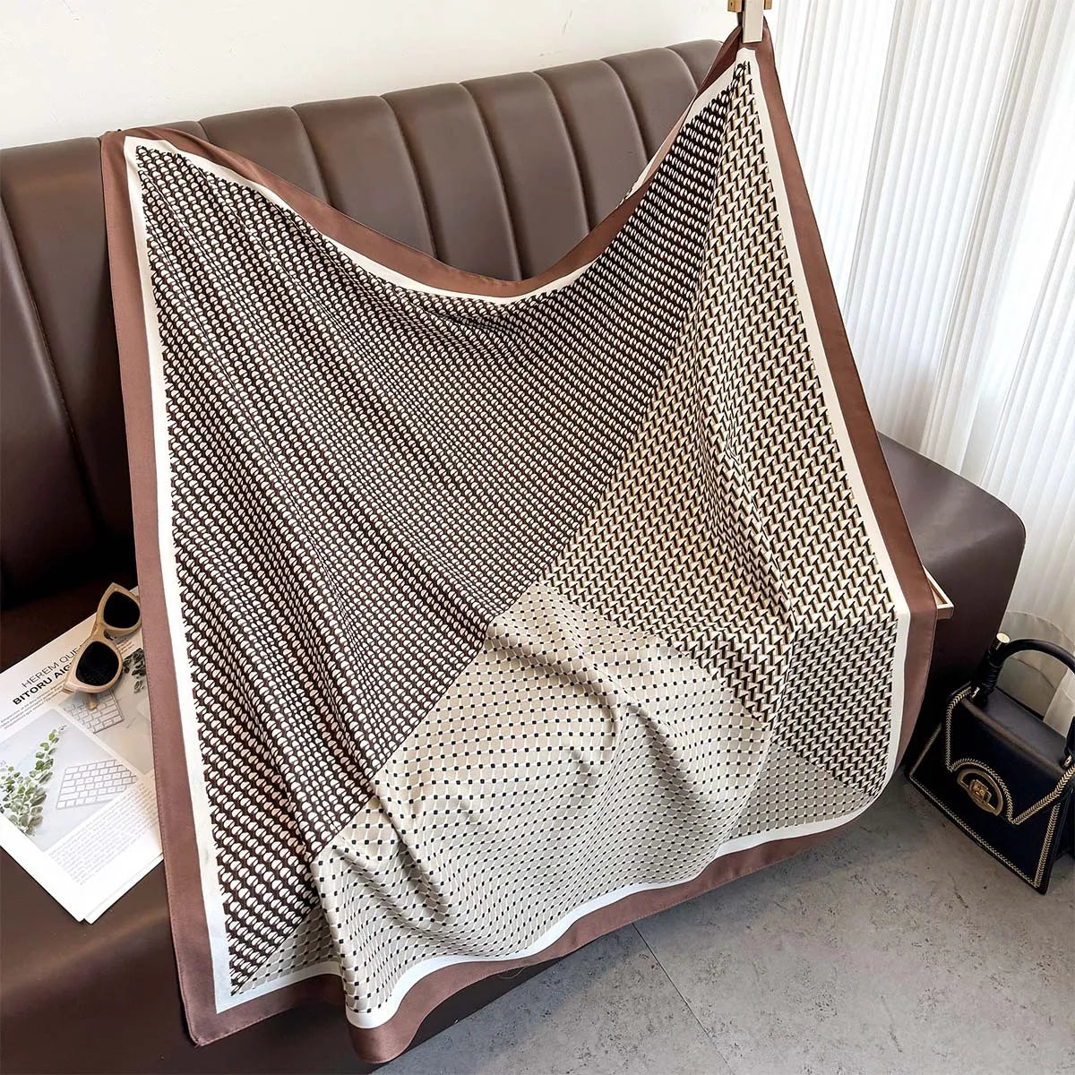 Women's Square Twill Scarf, 90x90 cm, for All Seasons