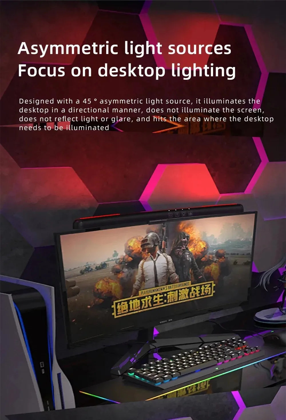 Monitor Light Bar Straight/Curved with RGB Backlight Computer Screen Lamp Eye Caring Touch Atmosphere Lights For Gaming Room - Buy online at  Vibe In Cart.