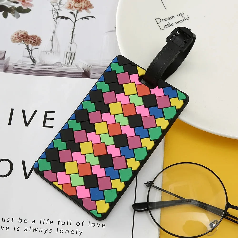 Geometric Soft Silicone Luggage Tags with ID Holder, 1 Piece