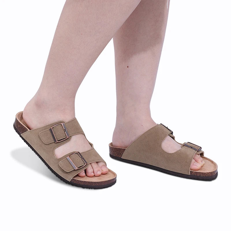 Men's Arch Support Slides Sandals With Adjustable Buckle