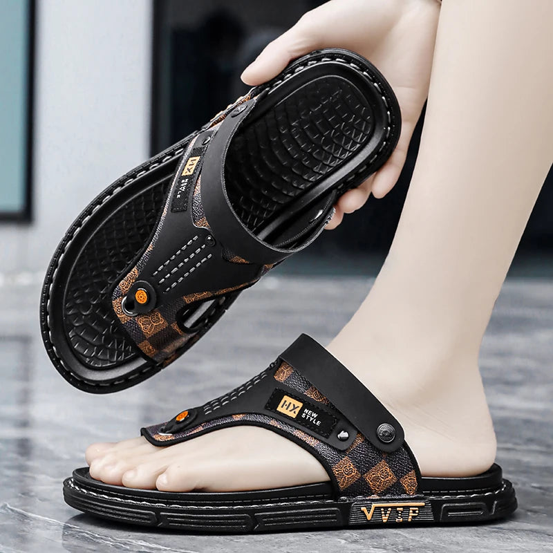 Men's high-quality beach shoes summer outdoor casual flip-flops sandals soft-sole non-slip comfort fashion dual-purpose slippers - Buy online at  Vibe In Cart.