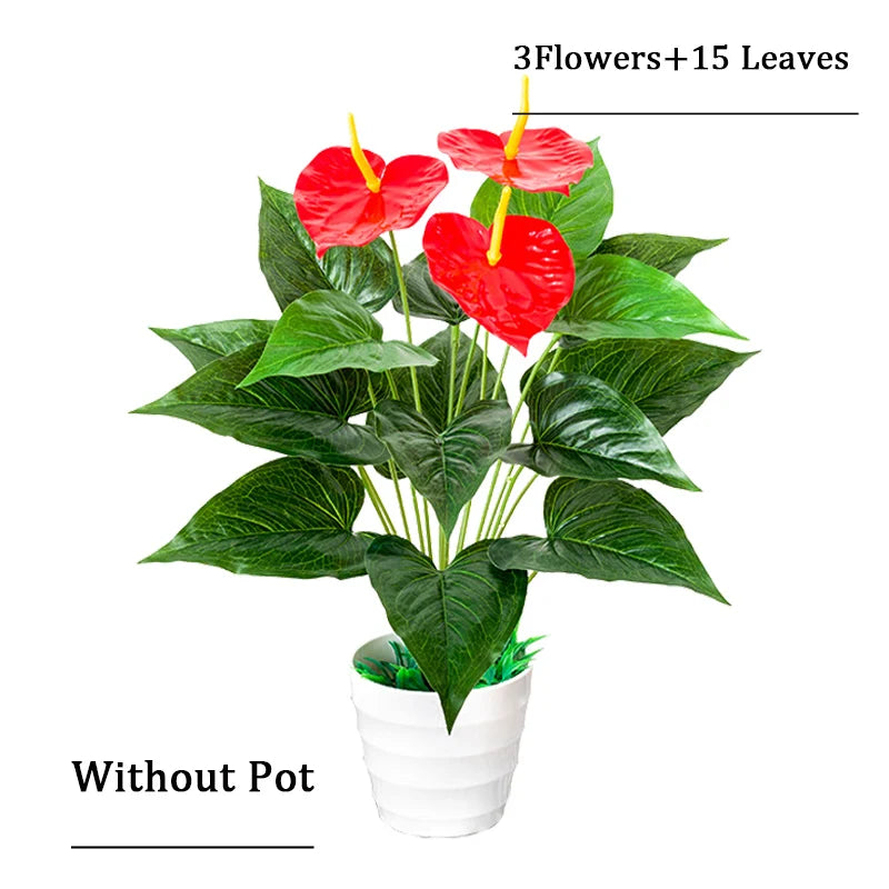 53cm Artificial Monstera Leaves Home Plastic Palm Fronds Fake Anthurium Greenery Tree Big Herb Plant For Garden Outdoor Decor - Buy online at  Vibe In Cart.