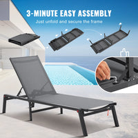 SucceBuy Chaise Lounge Chair Outdoor Aluminum Patio LoungeFolding Pool Lounge Recliner Full Flat for Patio Beach Pool Dark Grey - Buy online at  Vibe In Cart.