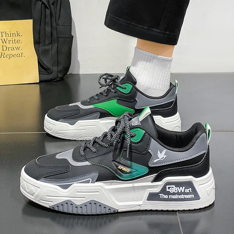 Men's Low-Top Lace-Up Skateboarding Shoes With Rayon Material