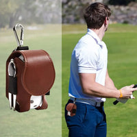 Mini Leather Golf Ball Storage Pouch with Waist Clip