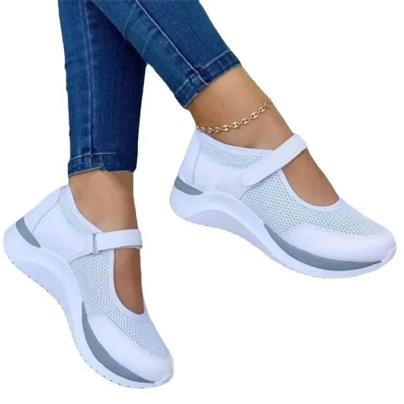 Zapatos De Suela White De Punto De Cabeza Redonda Para Mujer, Zapatillas Informales De Rejilla, Talla Grande 36-43 Women Shoes - Buy online at  Vibe In Cart.