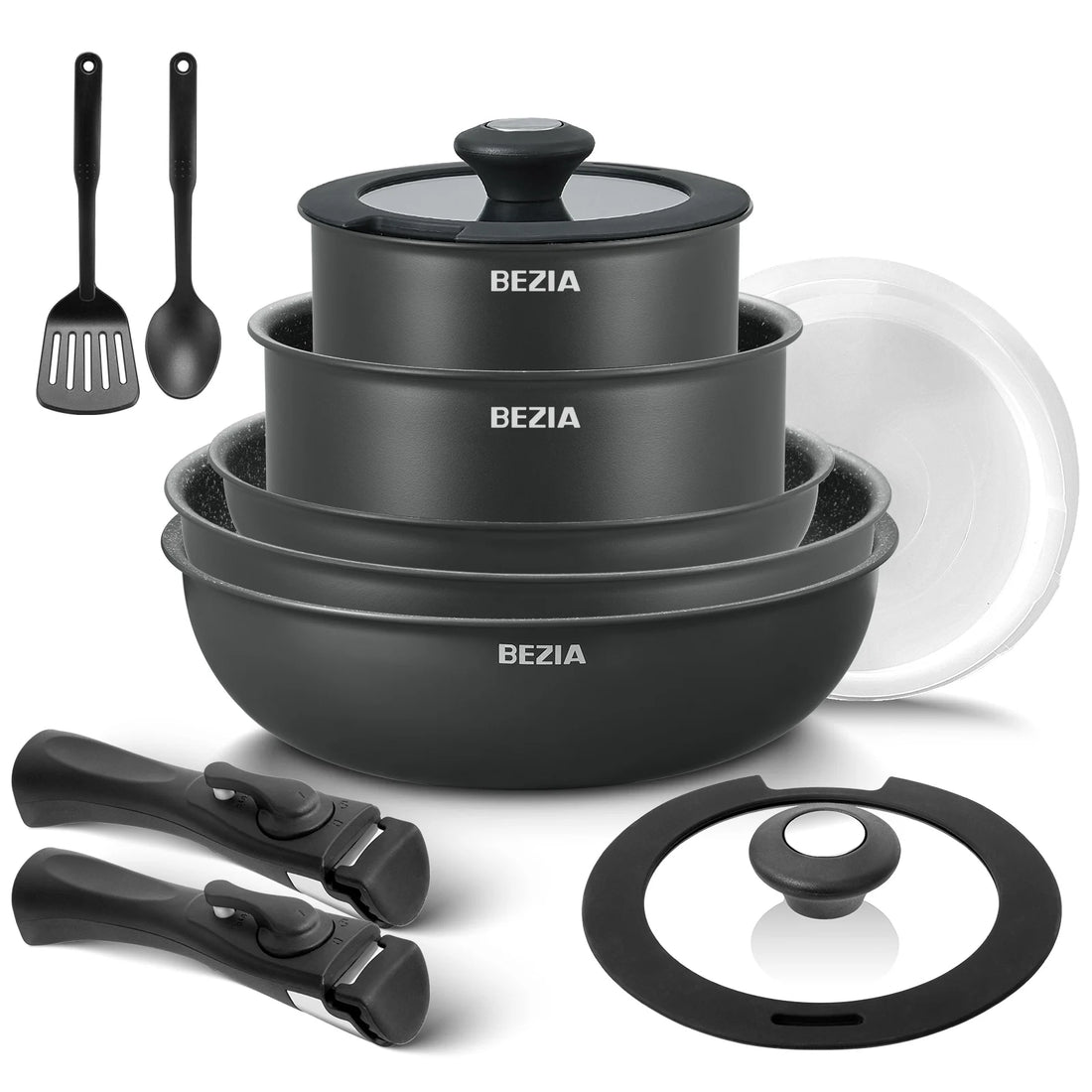 Induction Cookware Set 13 Pieces, Nonstick Pots and Pans Set with Removable Handles, for All Hobs, Stackable Design for RV - Buy online at  Vibe In Cart.