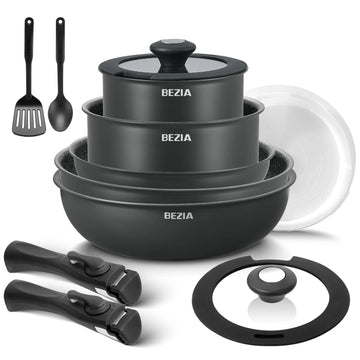 Induction Cookware Set 13 Pieces, Nonstick Pots and Pans Set with Removable Handles, for All Hobs, Stackable Design for RV - Buy online at  Vibe In Cart.