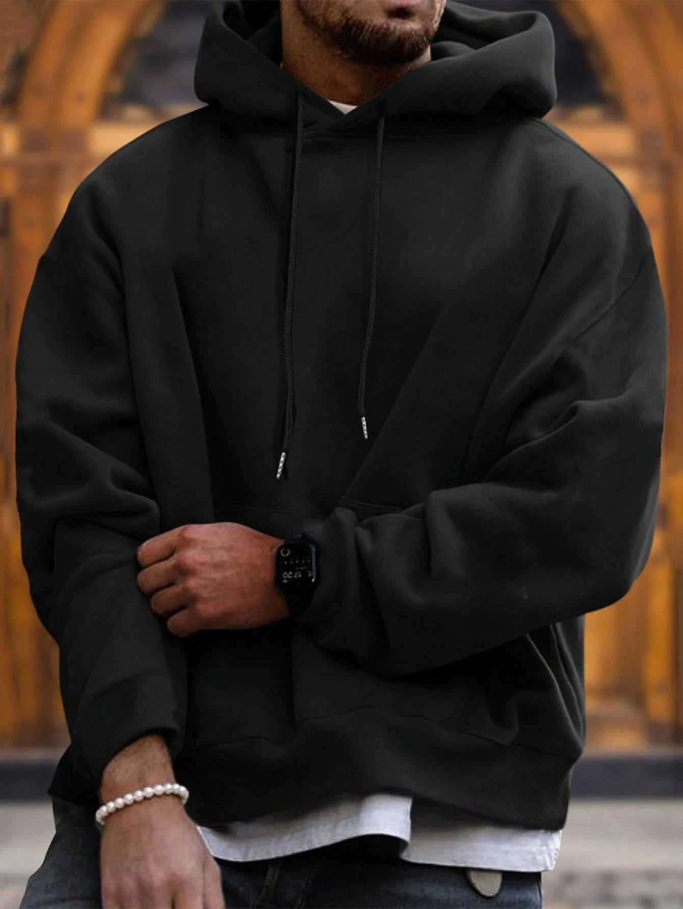 Men Hoodie Oversized Streetwear Black Pullover Hoodie Casual Loose Fit Sweatshirt - Buy online at  Vibe In Cart.