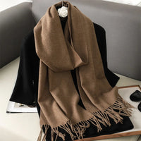 Women's Thick Warm Winter Polyester Scarf with Tassels