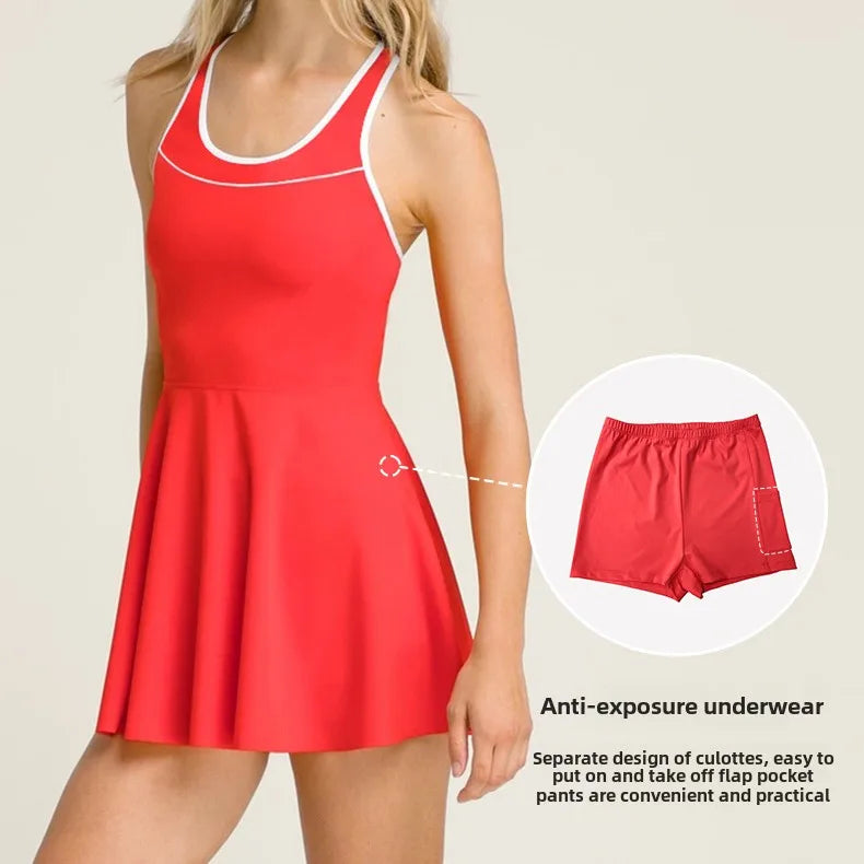 Tennis Dress Women With Separate Shorts Sleeveless Golf Sport Skirts Set with Training yoga Running Fitness Female Badminton - Buy online at  Vibe In Cart.