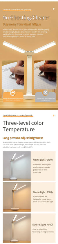 Dimmable Touch LED Desk Lamp with Calendar Temperature Clock