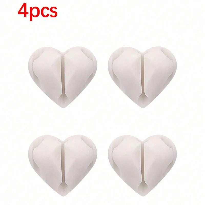 Set of 2 Heart-Shaped Plastic USB Cable Organizer Clips
