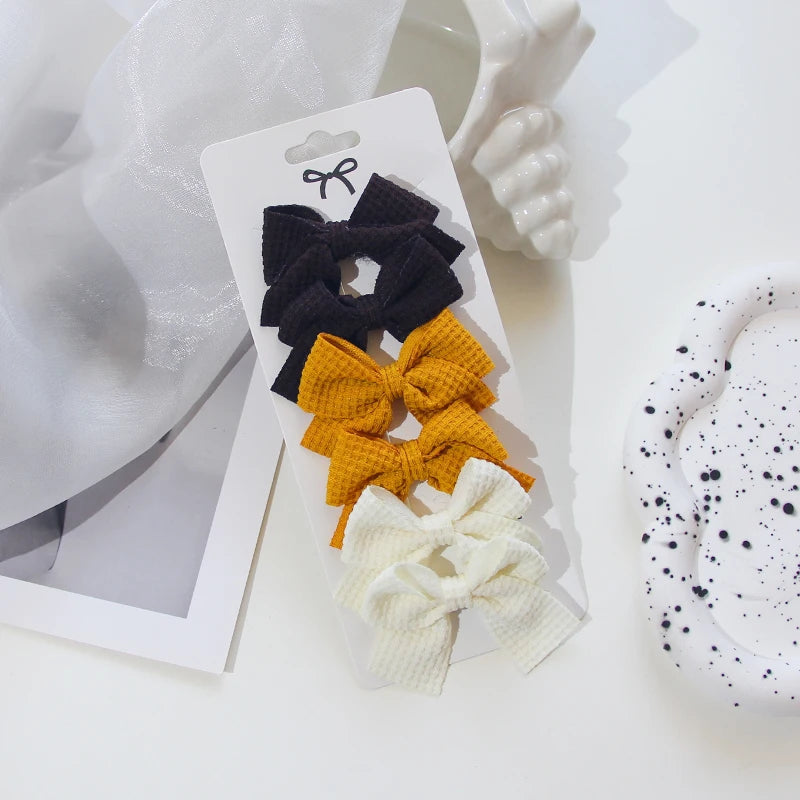 Polyester Ribbon Bowknot Barrettes Set for Girls, 6 or 10 Pieces