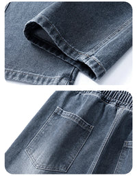 Men's Loose Wide-Leg Straight Casual Baggy Jeans in Black, Grey, and Blue