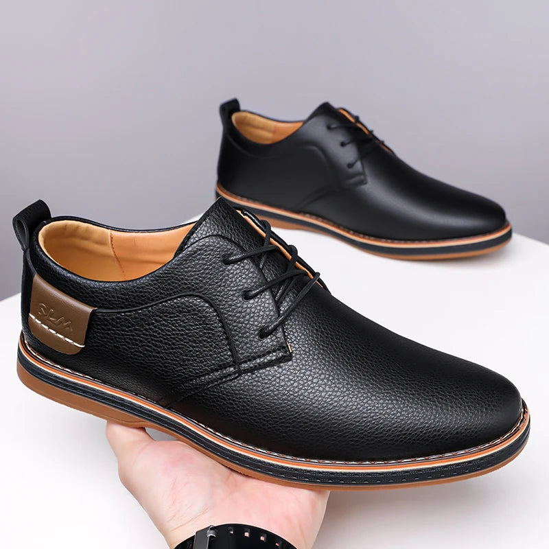 Men's Casual Business Leather Shoes Men Fashion Lace-up Derby Shoe Mens Light Comfortable Outdoor Driving Flats - Buy online at  Vibe In Cart.