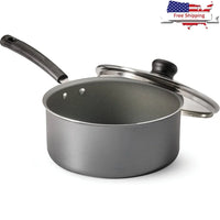 Nonstick Covered Sauce Pan 3 Quart Aluminum Dishwasher Safe Easy Cleanup Stay Cool Handle Tempered Glass Lid Kitchen Cookware - Buy online at  Vibe In Cart.